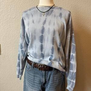 100% Cotton Blue Tie Dye Knit Pullover